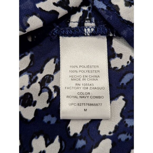 EUC Daisy Fuentes Blue & White Floral Lace-Trim Blouse/Sz. M - Picture 7 of 7